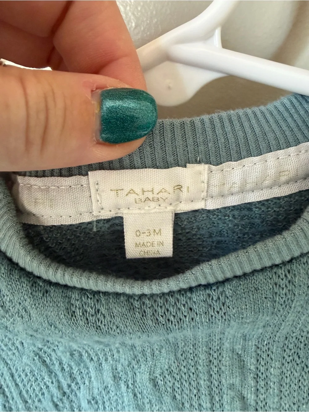 Tahari Baby Girls 0-3M Blue 2pc Cable Knit Sweater & Pants Set Buttons